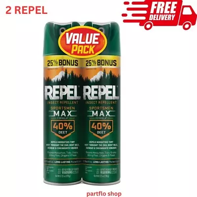 Repel Insect Repellent Sportsmen Max Formula 40% DEET Aerosol Value Pack • $13.99