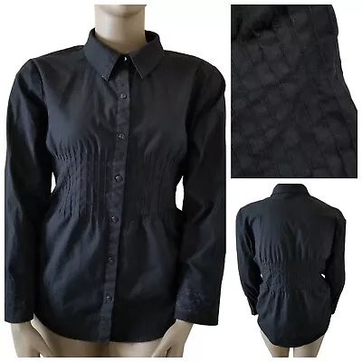 MONROE & MAIN Pin Tuck Pleat Waist Button-Up Lace Long Sleeve Shirt 22W Black • $19.99