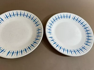 MAR-CREST NEST STONE Two - 10  Dinner Plates MCM Atomic Blue DIAMOND CAROUSEL. • $23.99