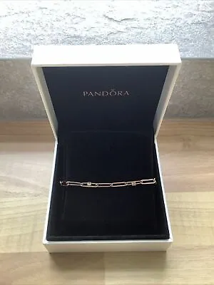 Genuine Pandora Rose Gold Small Link Chain & Stones Bracelet 17.5cm • £49