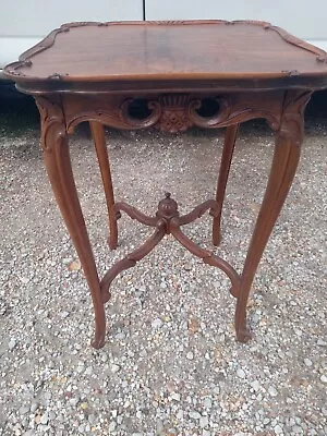 Mahogany Carved Book Match Lamp Table / Side Table  (RP) • $399