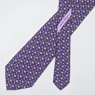 Salvatore Ferragamo Tie Necktie Bee & Raccoon On Violet • $53