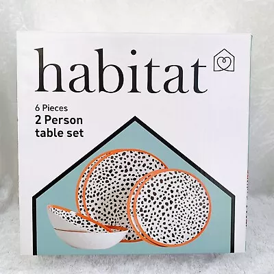 £20 • Buy Habitat Picnic Set 2 Person Melamine Black White Salmon Outdoor Summer Dining