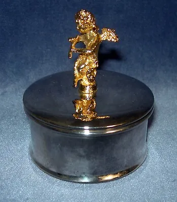 Collectible Keepsake Trinket Box With Gold Plated Angel Playing A Pipe • $14.97