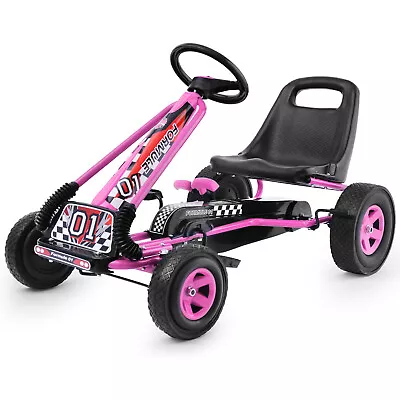 Honeyjoy Go Kart 4 Wheel Pedal Powered Kids Ride On Toy W/ Adjustable Seat Pink • $119.99