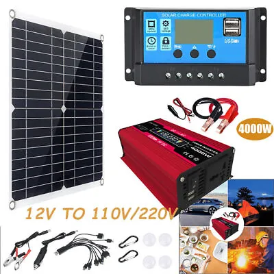 Battery Solar Panel With Charger Inverter 12V100A 4000W Controller Set Kit Power • £18.06