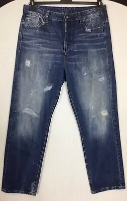 G STAR RAW ‘Midge’ High Boyfriend Blue Jeans Waistband 17” Across Inside Leg 29” • £18.50