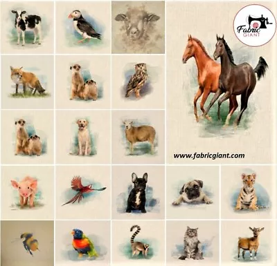 £5.67 • Buy NEW Country Creatures Animal Linen-Look Cotton-Rich Fabric CUSHION PANELS 30 Des