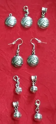 Volleyball Antique Silver Charm - 3d - Sports - Team - Earrings - Bail - Clasp • $1.69