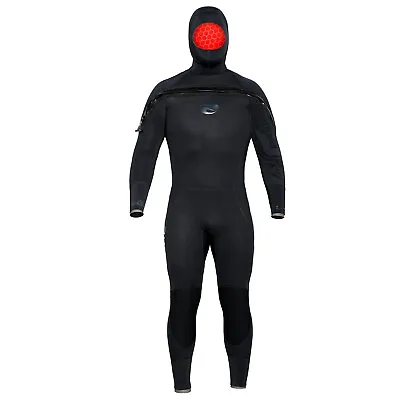 Open Box Bare 8/7mm Mens Velocity Hooded Semi Dry Wetsuit -Black-X-Large • $599.95