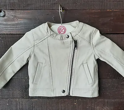 Crazy 8 Baby Girl Faux Leather Jacket Size 12-18mo Beige Full Zip Up Packets A2 • £6.32