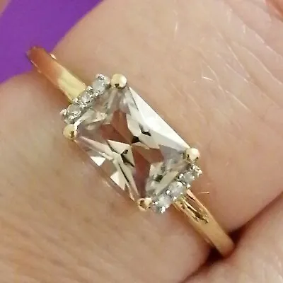 🌬️BNWT Turkish Csarite & Diamond 9K Gold Ring 1.05cts Colour Change Hallmark • $531.94