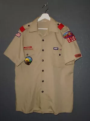 BOY SCOUTS Uniform Shirt BSA #510 Vintage USA Insignia Scout Mens LG • $9.99