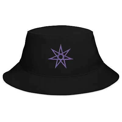 Purple Elven Star Embroidered Bucket Hat Pagan Witchcraft Symbol • $29.95
