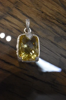 $199.95 • Buy Judith Ripka  Sterling Silver 925 Canary Crystal Square Faceted Enhancer Pendant