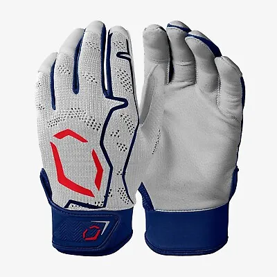 EvoShield Team White/Navy/Scarlet PRO-SRZ Batting Gloves Adult (Pair) • $17.95