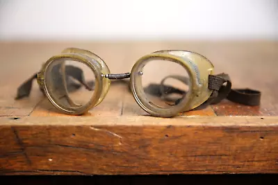 Vintage BAUSCH & LOMB Steampunk Motorcycle Safety Goggles Antique Biker Shield • $67.49