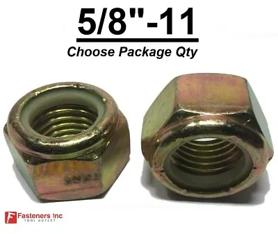 5/8-11 Grade 8 Nylon Insert Lock Nuts Nylock Yellow Zinc Plated High Strength • $14.99