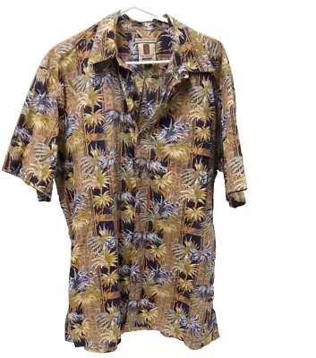 Tori Richard Mens Shirt L Hawaiian Tropical Palm Leaves Bamboo Short Sleeve • $18.02