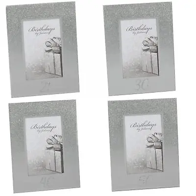 Silver Glitter & Mirror 4 X6  Photo Frame With Number - Choose Design • £6.99