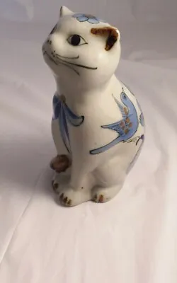  El PALOMAR Mexico TONALA Pottery CAT  BLUE BIRD Figurine Ken Edwards 5.5  • $22