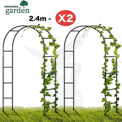 2X 2.4M Garden Arch Trellis Arched Metal Tubular Frame Climbing Plant Archway • £17.89