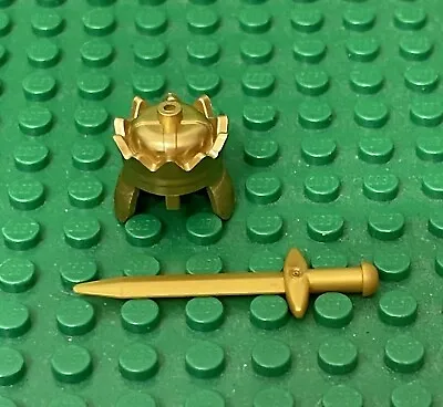 Lego 1 Metallic Gold King Crown And 1 Pearl Gold Long Sword / Castle Kingdoms • $2.50