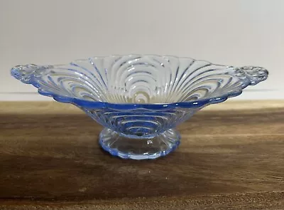 Vintage Cambridge Caprice Moonlight Blue Footed Bowl • $38