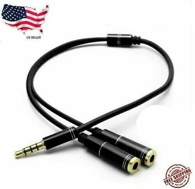 3.5mm AUX Audio Mic Splitter Cable Earphone Headphone Adapter 1 Male To 2 Female • $3.49