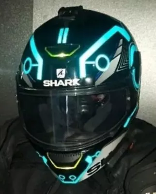 Tron Style Helmet Stickers Reflective Decals Be Seen Hi Viz Motorcycle Helmet De • £8.99
