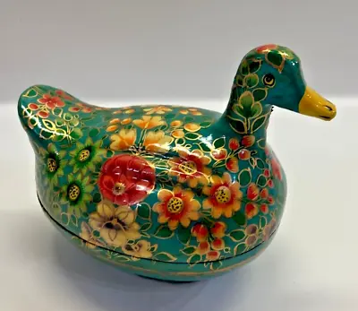 Vintage Ornate Floral Patterned Lidded Duck Shaped Lidded Trinket Box • $12.99