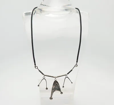 Vintage OOAK Modernist Sterling Silver Abstract Handmade Necklace • $80