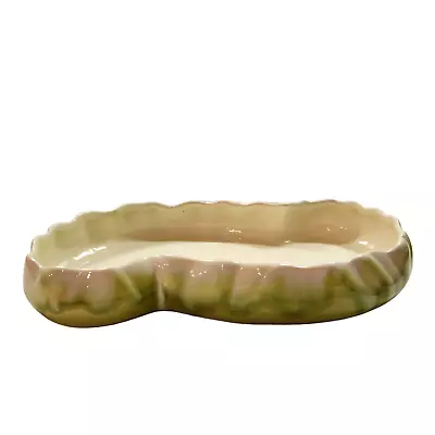 Vintage MCM Haeger USA Green Drip Glazed Ceramic Float Planter Console Dish • $27.75