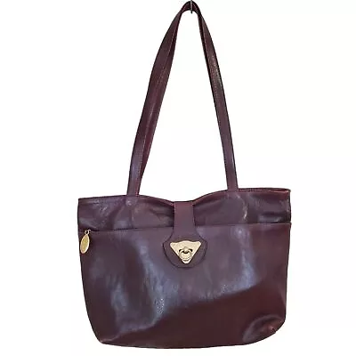 Vintage A.Valentino Oxblood Large Tote Bag 16 X11  Burgundy Leather Purse Office • $24