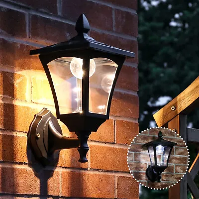 £29.74 • Buy Solar LED Security Wall Lantern Lamp Black Outdoor Light | Garden Welcome House