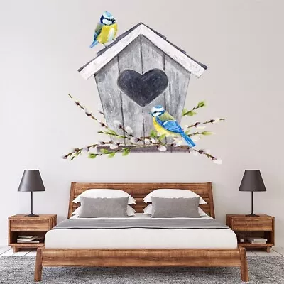 Love Heart Birdhouse Blue Birds Wall Sticker WS-47305 • £10.98