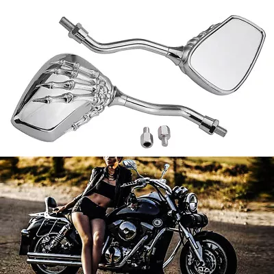 Chrome Skull Motorcycle Rearview Mirrors For Yamaha V-Star 650 950 1100 1300 • $19.99