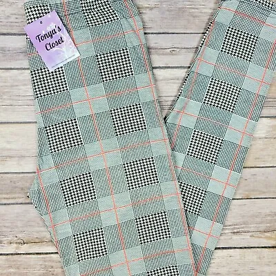 $13.90 • Buy EXTRA PLUS Plaid Hounds Tooth Leggings Buttery Soft 16-24