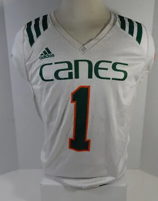Miami Hurricanes #1 Game Used White Football Practice Jersey 915 • $59.99