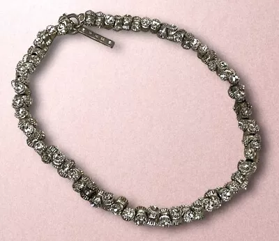 Vintage RODRIGO OTAZU Large Crystal Silver Bike Chain Necklace GLAM Swarovski • $125