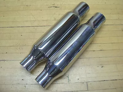 Vintage Chrome 12  Long Shorty Mufflers Triumph BSA Honda Bobber Chopper 1-1/2 C • $69.99