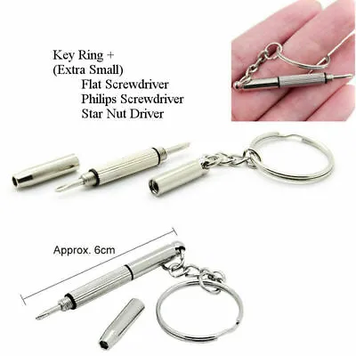 3 IN 1 MICRO PRECISION REPAIR GLASSES SCREWDRIVER KEYRING WATCH SPECTACALS SUN K • £1.99