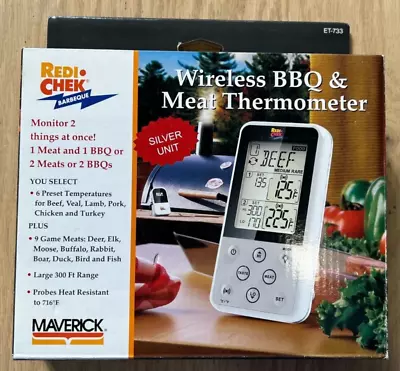 Maverick Meat Thermometer ET-733 Wireless BBQ - Silver Good Condition • $35