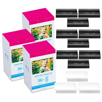 3Set KP-108IN Ink Cartridge&Photo Paper Compatible Canon Selphy CP 1300 1200 4X6 • £78.09