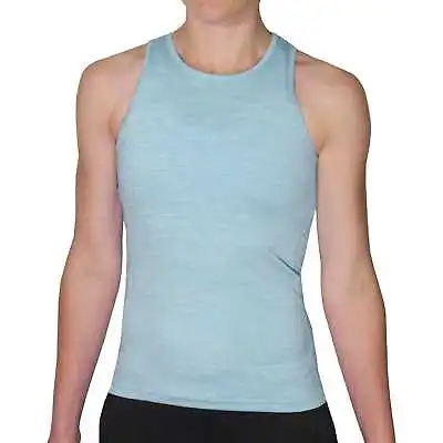 More Mile Heather Girls Training Vest Blue Stylish Junior Running Sport Tank Top • £8.50