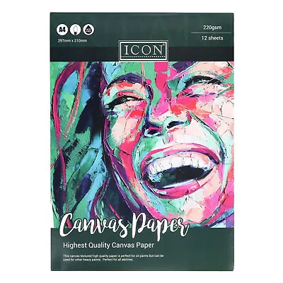 Highest Quality Canvas Paper Oil Painting 220gsm A4 Textured Art 12 Sheets Pad • £6.49