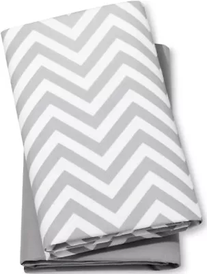 Cloud Island Fitted Playard Pack N Play Sheets Chevron & Solid 2pk Gray/White • $17.99