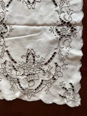 5 Antique Linen Madeira Embroidered Flower Basket Placemats • $65