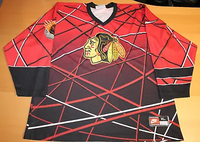 NHL Hockey Retro Vintage 90s Chicago Blackhawks Jersey XL Nike Rare • $130