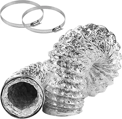 DRYER VENT 4-Inch X 8-Feet Flex Air Aluminum Foil Dryer Vent Hose 2 Clamps  • $9.95